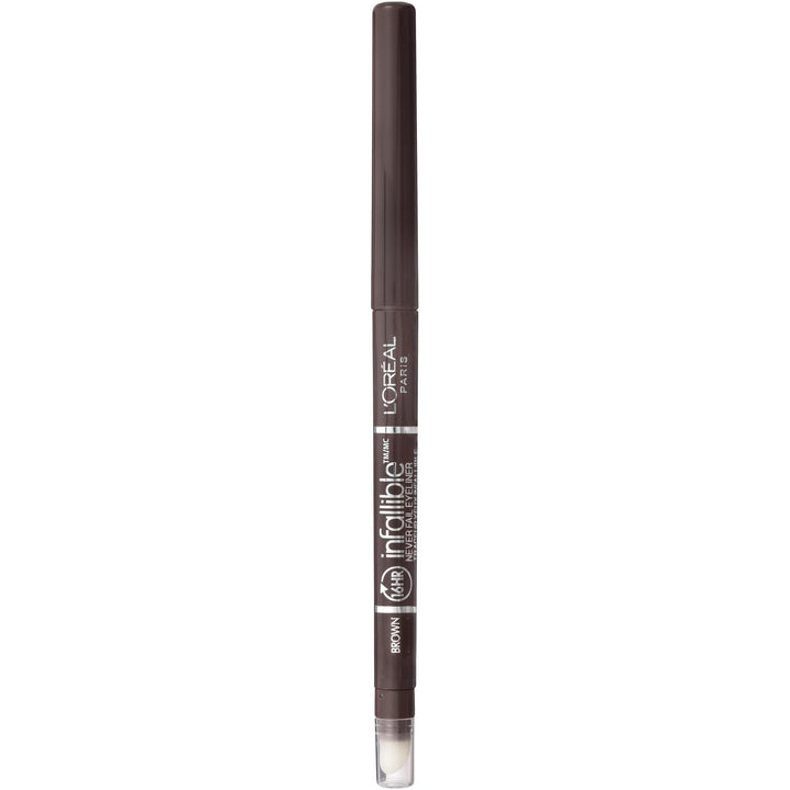 L'Oreal Paris eyeliner front packaging showing brown shade and product benefits