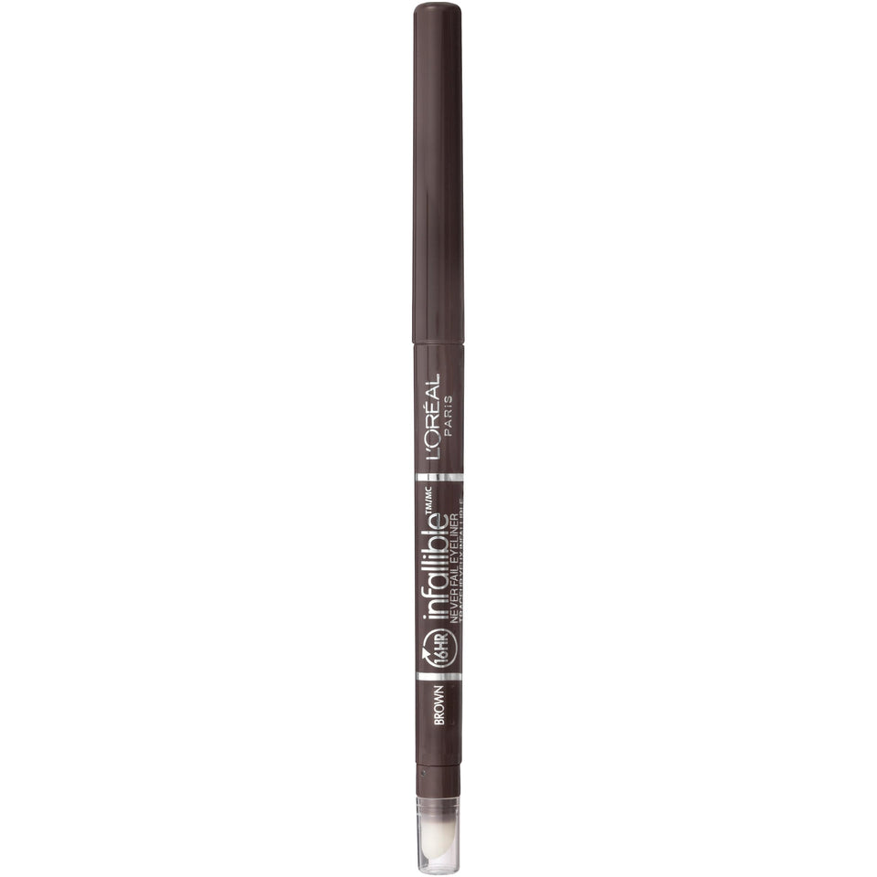 L'Oreal Paris eyeliner front packaging showing brown shade and product benefits