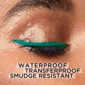 L'Oreal Paris emerald green swatch on skin showing vivid pigmentation