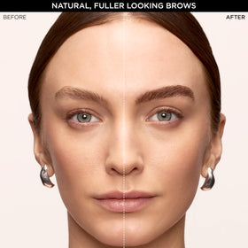 L'Oreal Paris ink stroke demo on paper showing fine lines and buildable brow volume