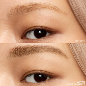 L'Oreal Paris faux brow open cap and back label revealing usage and ingredient info