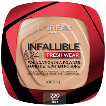 L'Oreal Paris compact front view shows sleek design and travel-ready convenience