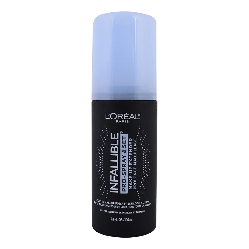 L'Oreal Paris front packaging showing spray bottle and branding, conveys professional finish
