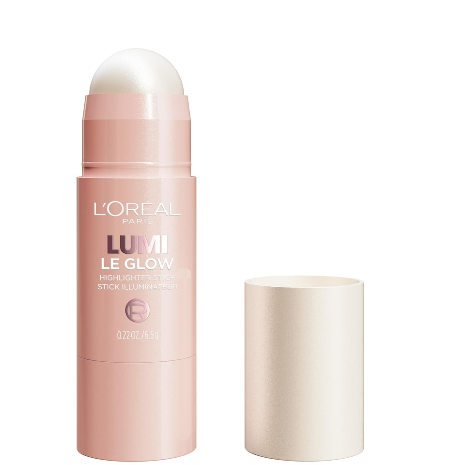 L'Oreal Paris front view of Lumi Le Glow stick showing shade and packaging benefit portable glow