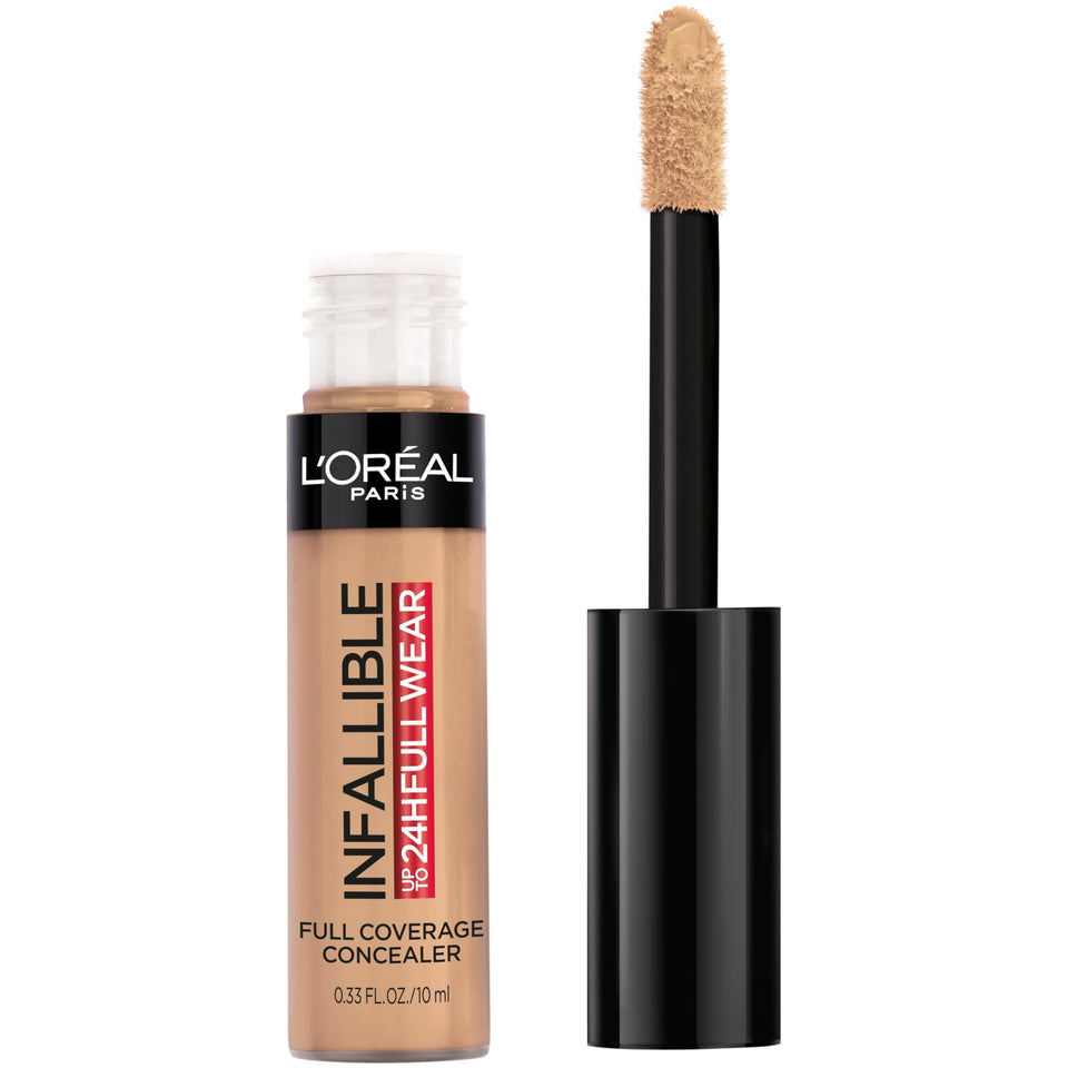 L'Oreal Paris concealer tube front view showing Walnut shade and convenient applicator