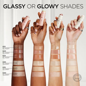 L'Oreal Paris stick applied to cheek to show reflective highlight and natural dimension
