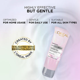 L'Oreal Paris close-up label highlighting glycolic acid ingredient benefits