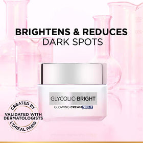 L'Oreal Paris product label showing glycolic acid and niacinamide benefits