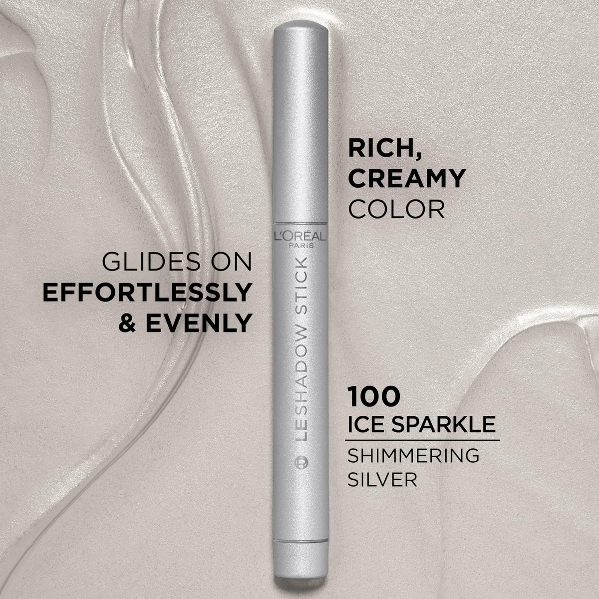L'Oreal Paris stick tip close-up showing creamy texture for easy glide