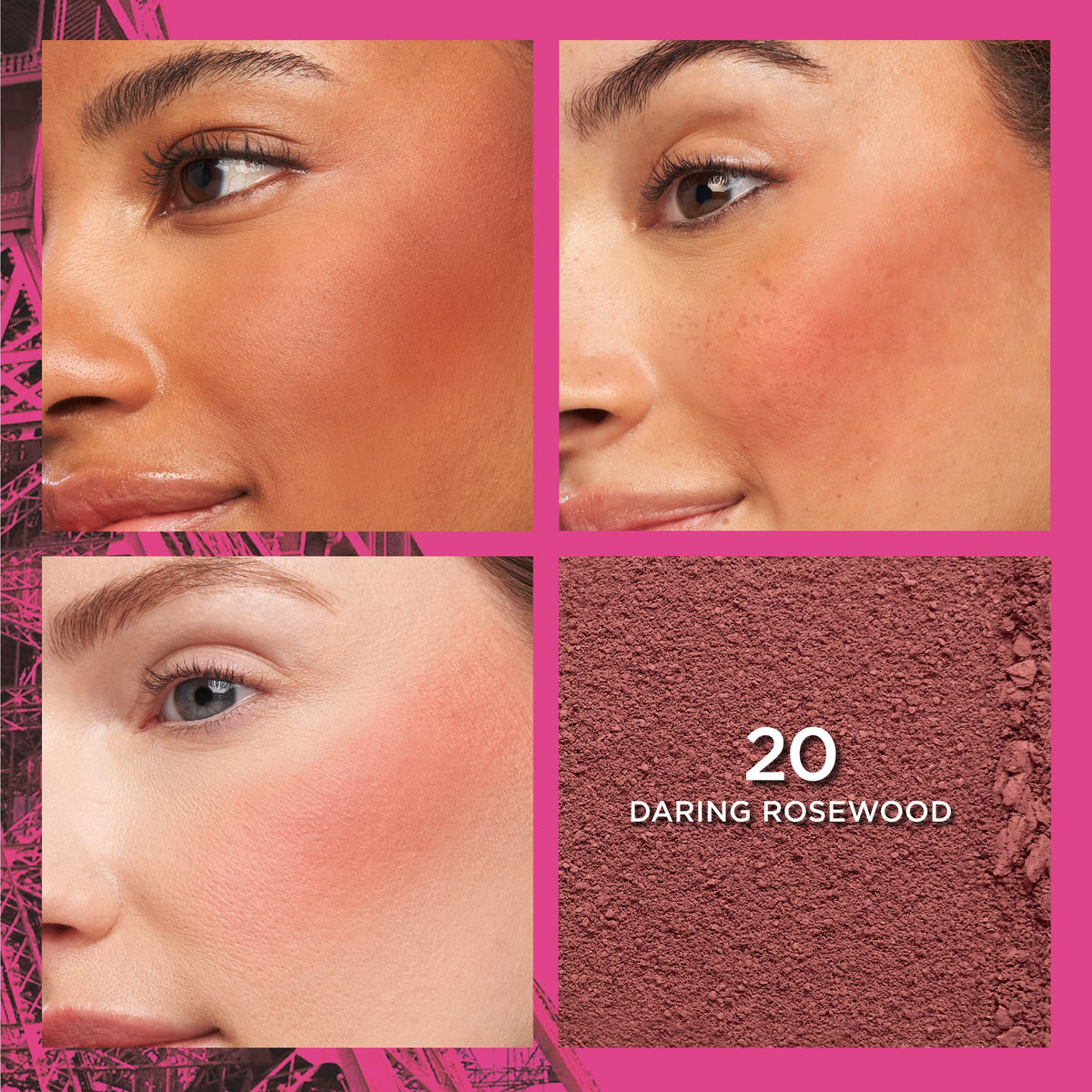 L'Oreal Paris close-up of blush pan revealing finely milled soft-matte texture and rich pigment