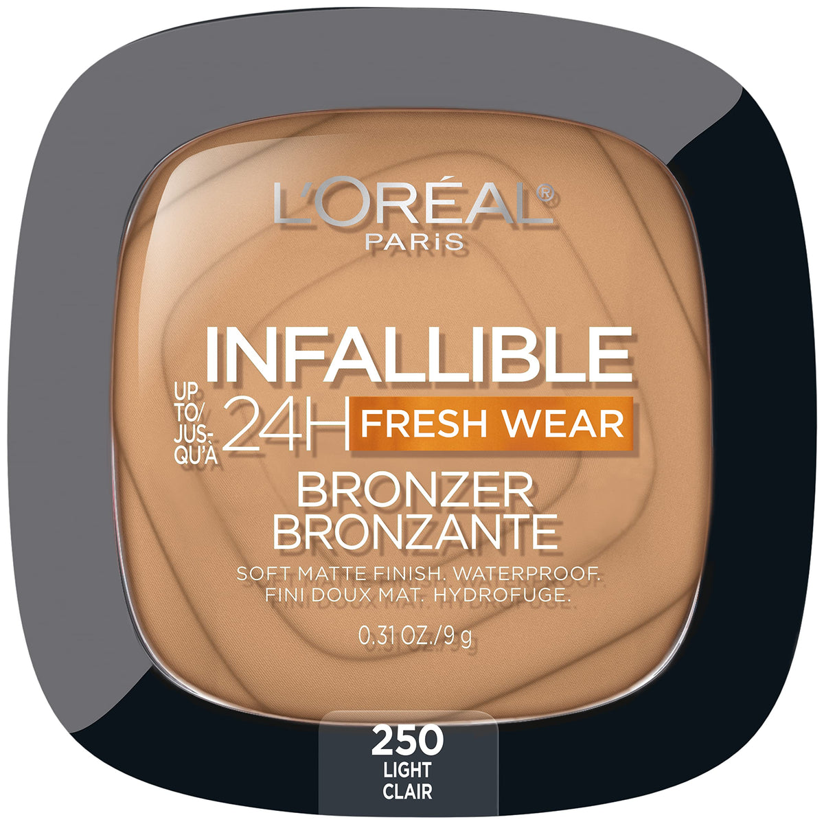 L'Oreal Paris bronzer front packaging showing shade label and compact benefit