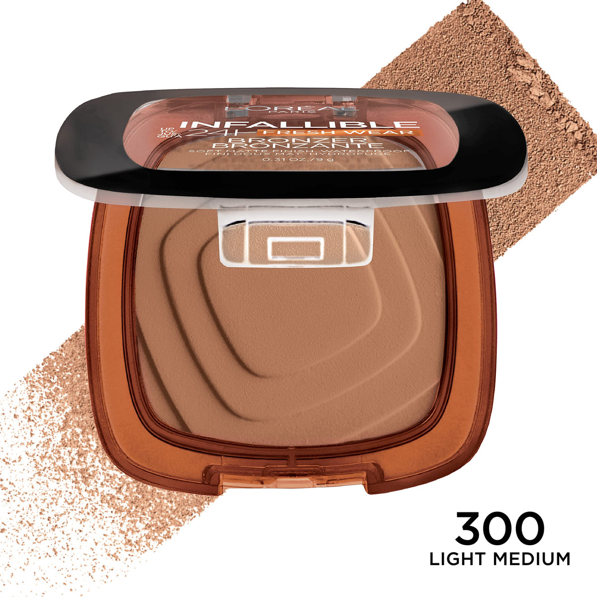L'Oreal Paris bronzer swatched on arm to show buildable Light Medium warmth and blendability