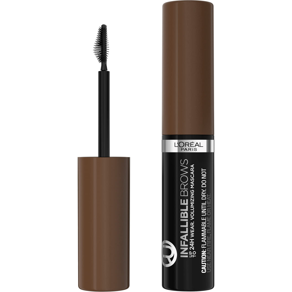 L'Oreal Paris brow mascara front packaging showing shade 5.0 Brunette for easy selection
