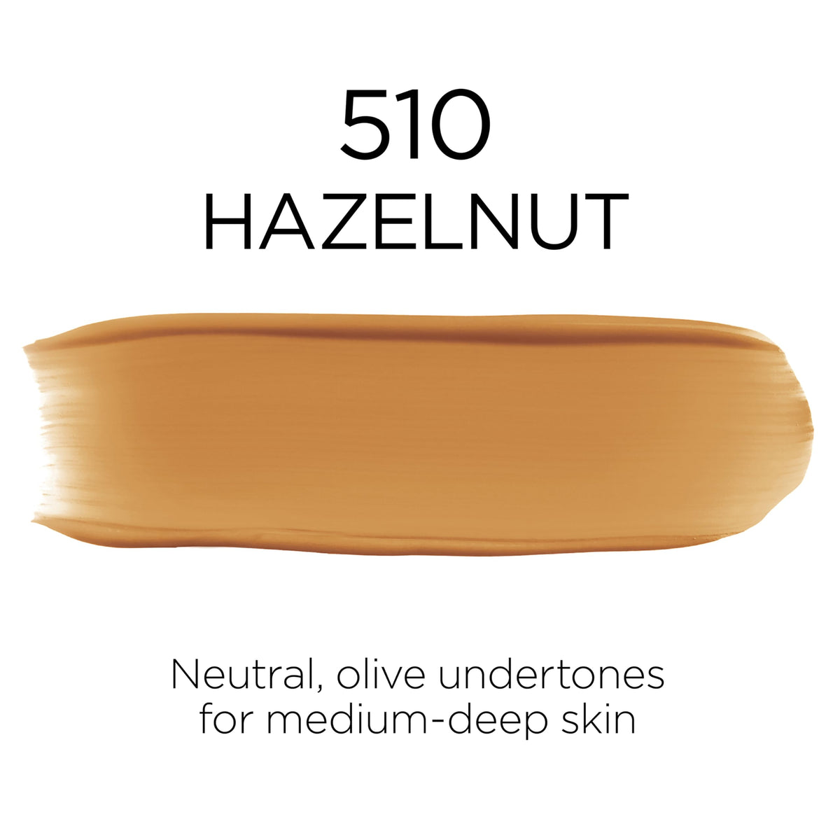 L'Oreal Paris label close-up highlighting shade 510 Hazelnut and product details