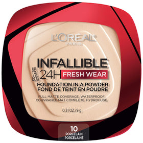 L'Oreal Paris compact front view showing sleek packaging and portable convenience