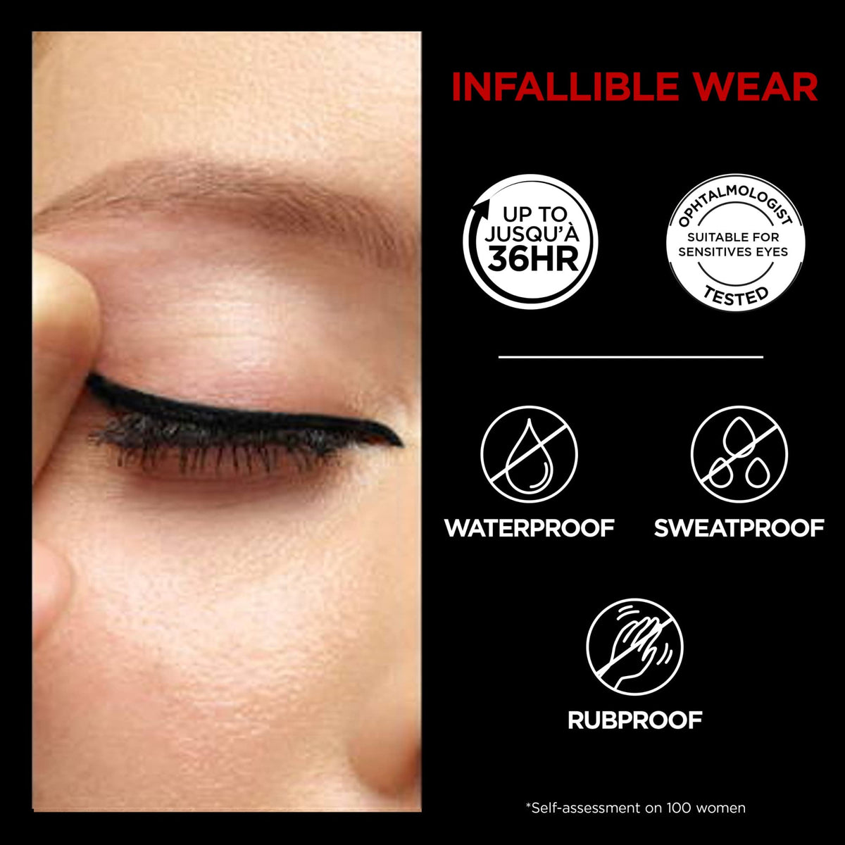 L'Oreal Paris blending sponge detail for easy smudging and softened lash line