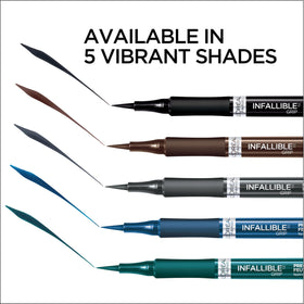 L'Oreal Paris Infallible Grip packaging label highlighting shade name and longwear claim for clarity