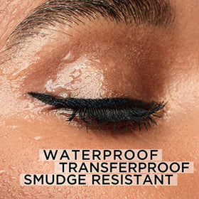 L'Oreal Paris pencil in use applying an even black line for defined eyes