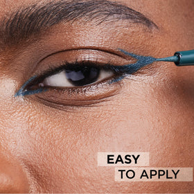 L'Oreal Paris swatch stroke on skin showing vibrant green payoff