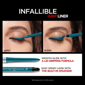 L'Oreal Paris eyeliner being applied to eyelid for precise longwear definition