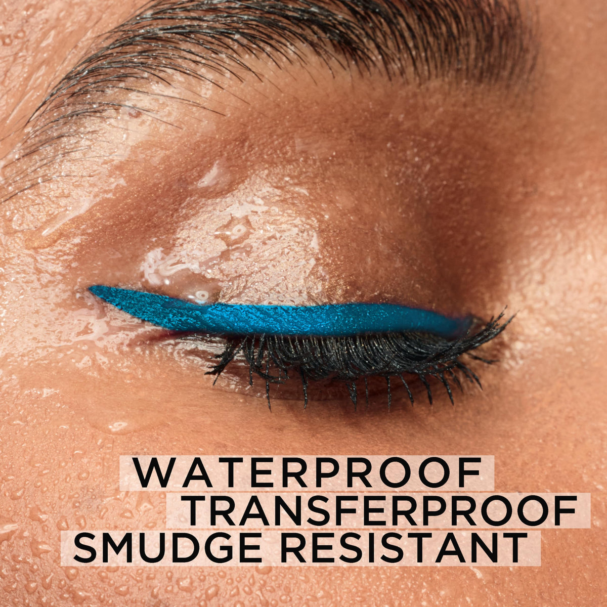 L'Oreal Paris turquoise swatch texture demonstrating rich pigment and even finish