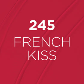 L'Oreal Paris model wearing French Kiss 245 showing long-lasting matte benefit