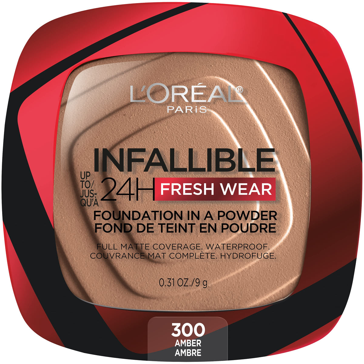 L'Oreal Paris compact front view showing sleek packaging and portability