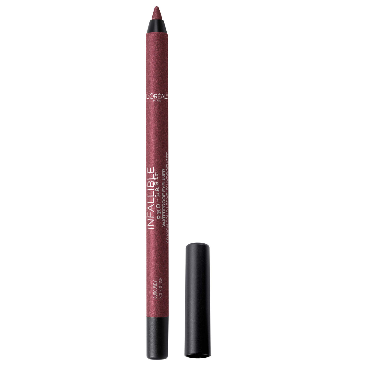 L'Oreal Paris front packaging of Burgundy pencil showing product name and size