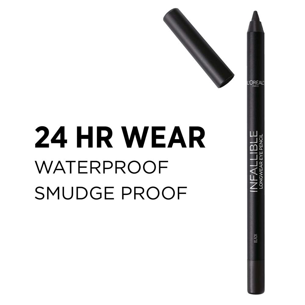 L'Oreal Paris pencil in hand for scale showing compact travel-friendly size and convenience