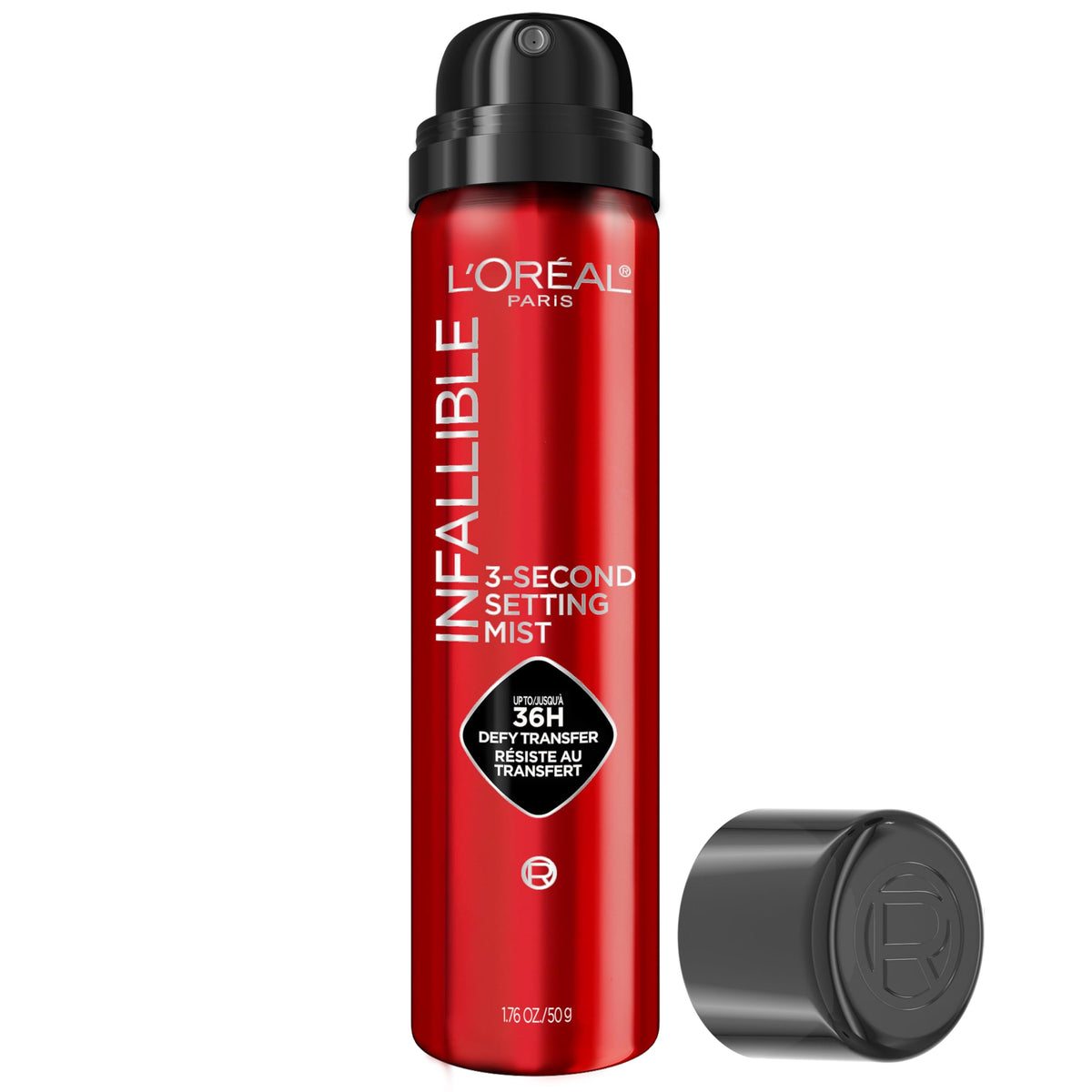 L'Oreal Paris front packaging showing clear bottle and label for long-lasting hold