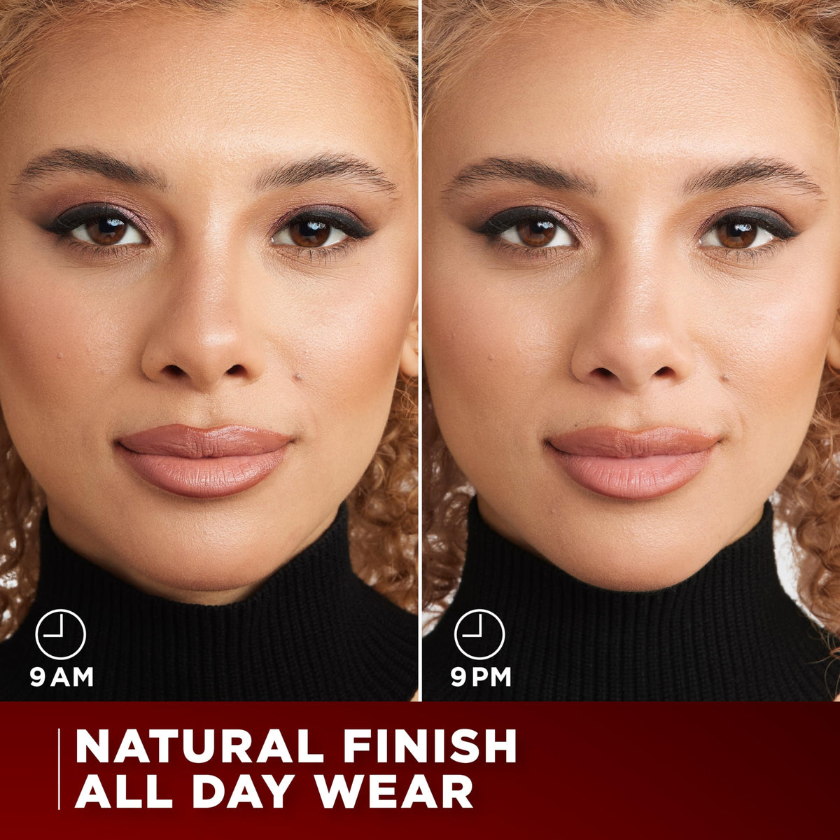 L'Oreal Paris mist applied over finished makeup maintaining color and preventing smudges