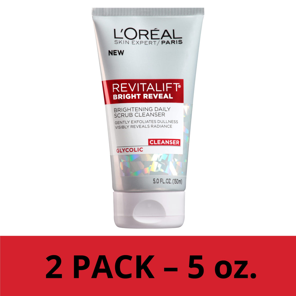 L'Oreal Paris ingredient panel with glycolic acid emphasized for brightening