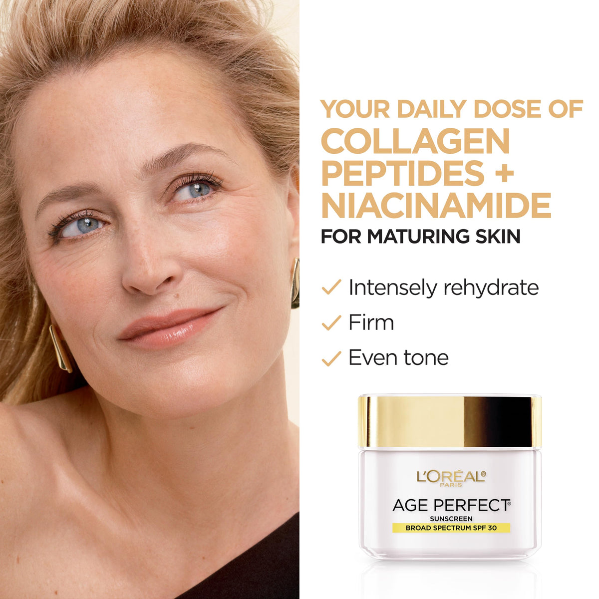 L'Oreal Paris peptides ingredient visual emphasizing collagen support benefit