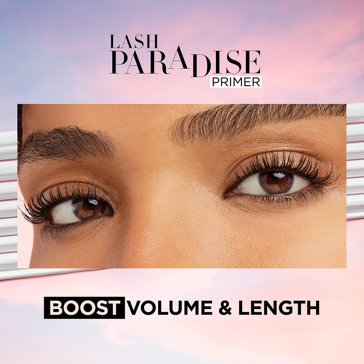 L'Oreal Paris wavy brush close-up with 200+ bristles, ensures thorough lash coating