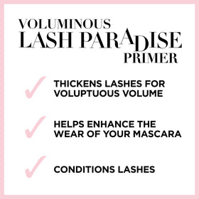 L'Oreal Paris primer inside a makeup bag with mascara, shows pairing for fuller lashes
