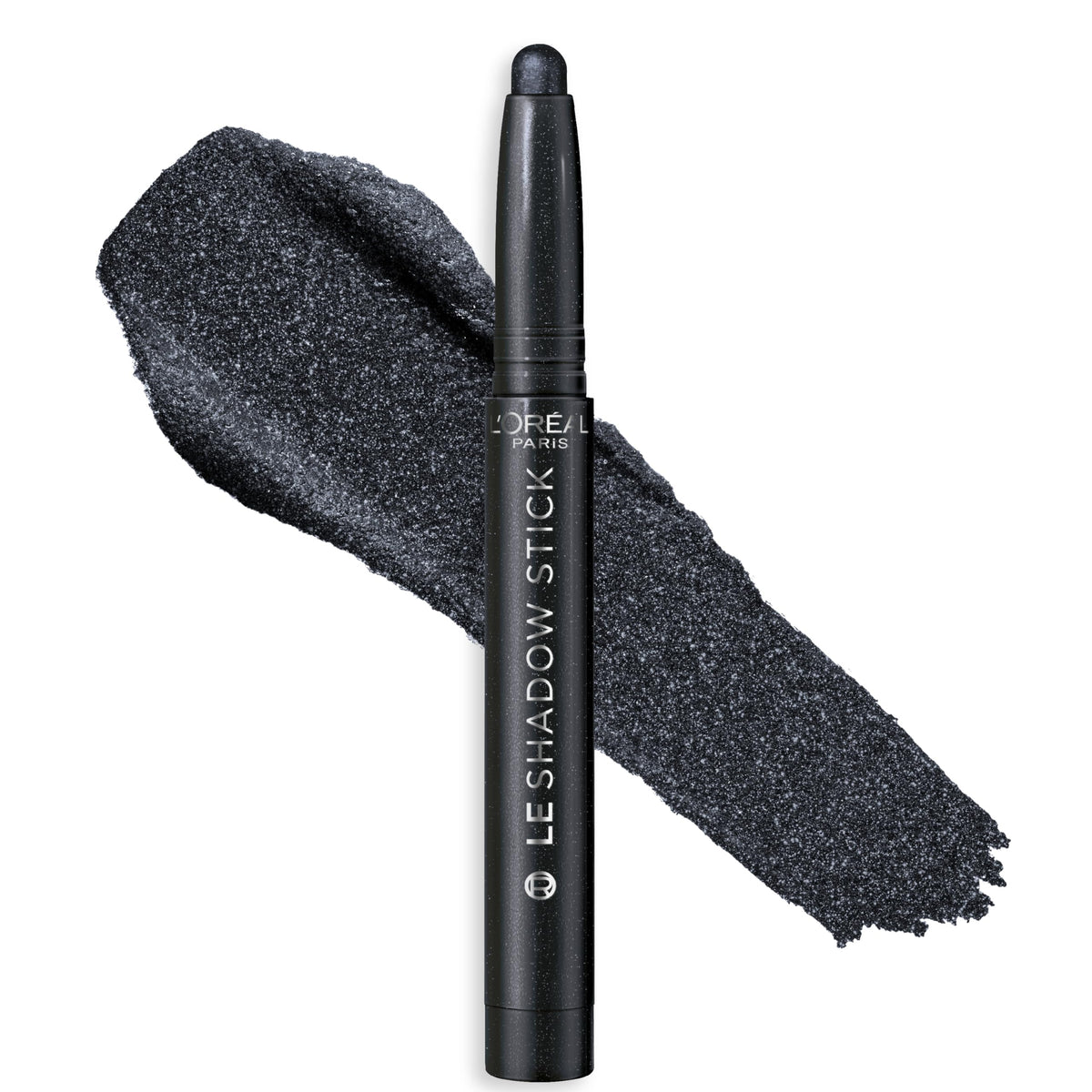 L'Oreal Paris Le Shadow Stick front packaging showing shade Midnight Noir and benefit long-wear