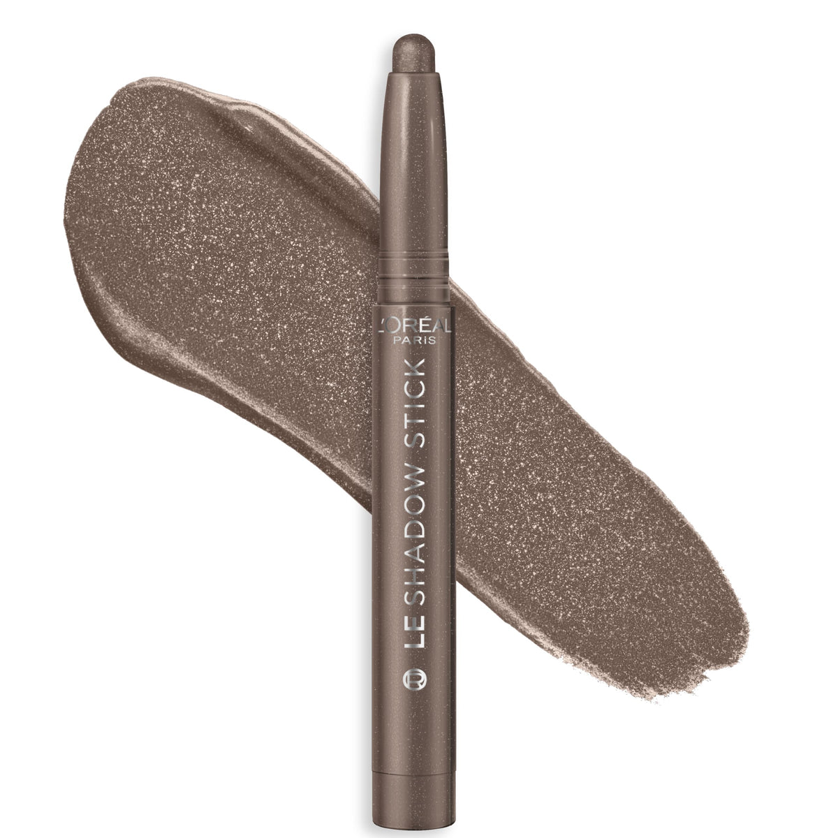 L'Oreal Paris Le Shadow Stick front view showing celestial taupe and packaging benefit