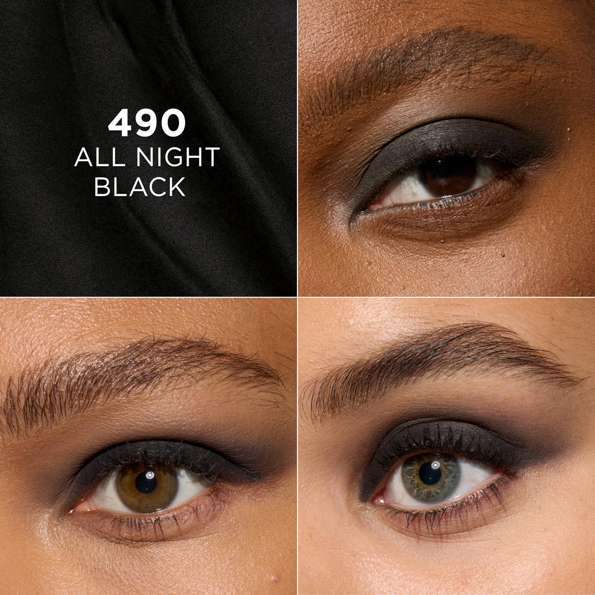 Application on eyelid showing L'Oreal Paris stick blended into a smokey wash