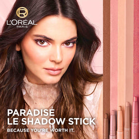 L'Oreal Paris Le Shadow Stick beside lipstick to show compact size