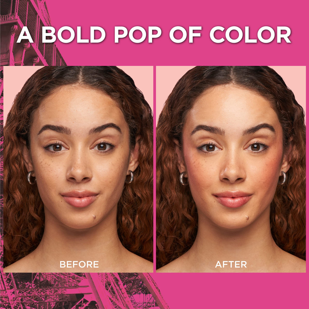 L'Oreal Paris brush picking up Legendary Berry 15 for buildable cheek application benefit