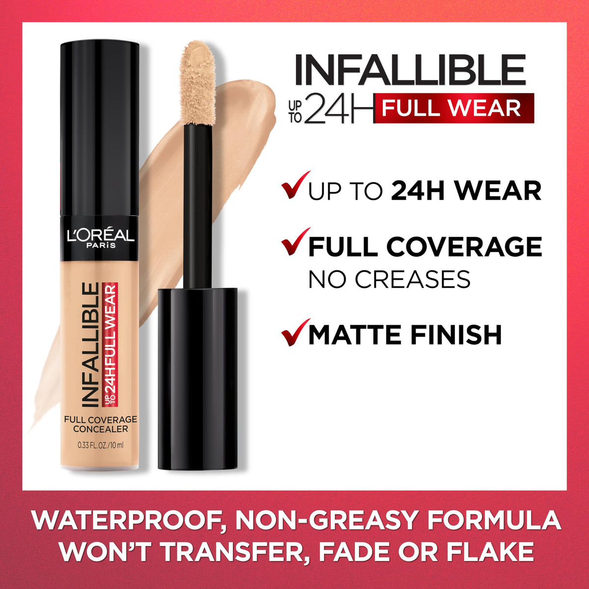 L'Oreal Paris concealer in evening makeup look showing long-lasting wear benefit