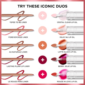 L'Oreal Paris lip oil layered over lipstick adding glass-like shine