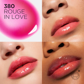L'Oreal Paris lip oil tube close-up highlighting shade and shine
