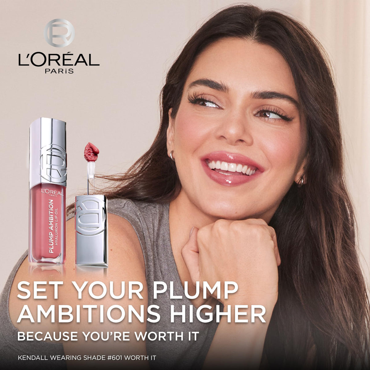 L'Oreal Paris lip oil texture drop highlighting lightweight, non-sticky formula benefit