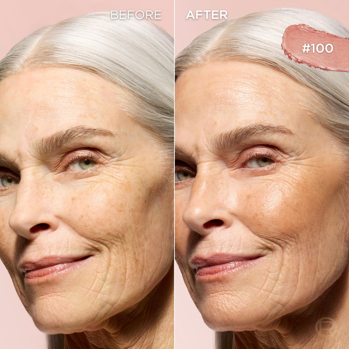 L'Oreal Paris texture swipe showing smooth cream-to-powder finish for seamless blending