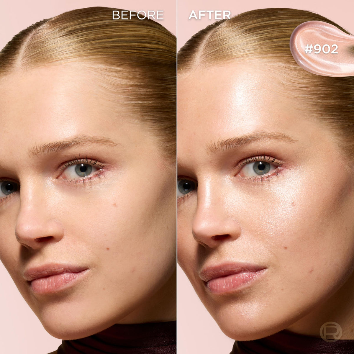 L'Oreal Paris glotion blended on cheek for a natural luminous boost