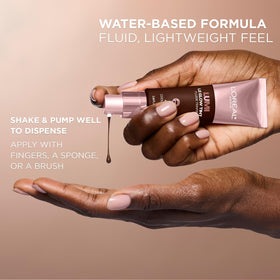 L'Oreal Paris before and after comparison showing evened skin tone benefit