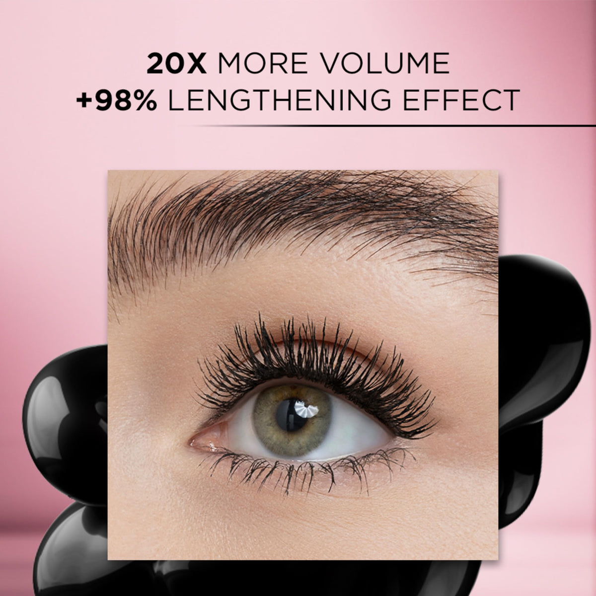 L'Oreal Paris mascara texture swipe illustrating smooth glide and coverage