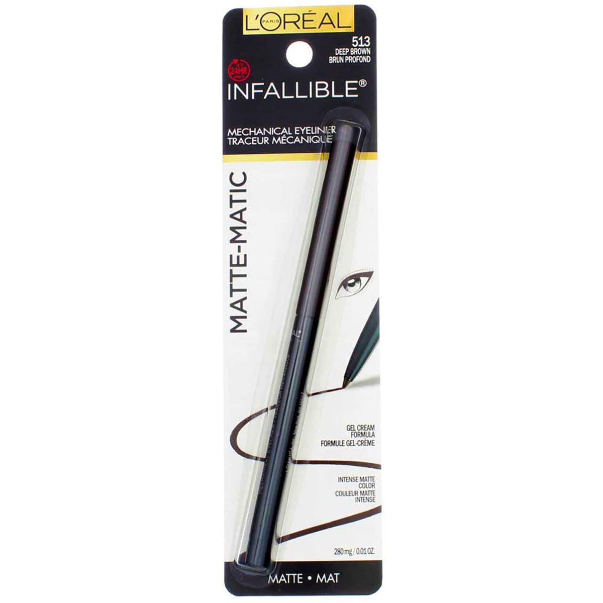 L'Oreal Paris eyeliner applied on upper lashline for defined eyes