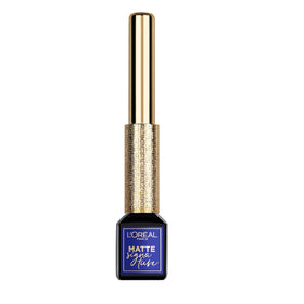 L'Oreal Paris front packaging showing bold blue shade and matte finish benefit